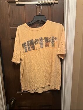 Men's Large Short Sleeve Tropical Palm Graphic T-Shirt - Yellow
